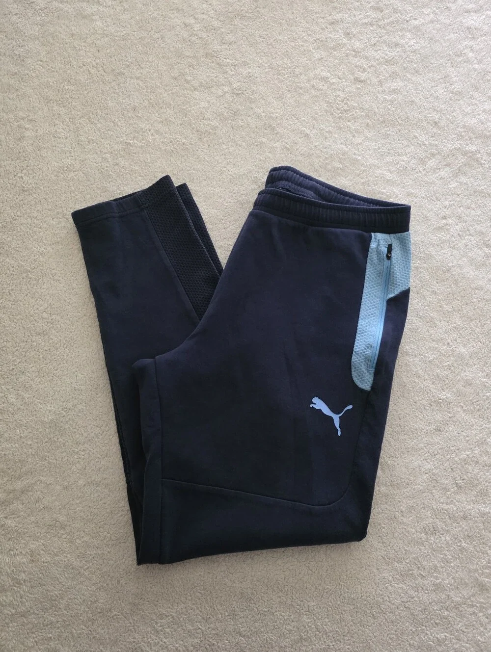 Puma x Manchester City F.C. Training Pants, Men's Size XL, GUC - Navy/Sky Blue